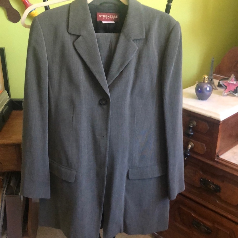STRENESSE Group Grey Wool 2 pc Pantsuit Size 12